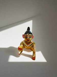 Laddu Gopal Brass Murti Painted